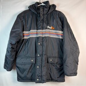 FedEx Stan Herman Vintage Reflective Rain JacketLNG Coat Windbreaker Size Medium